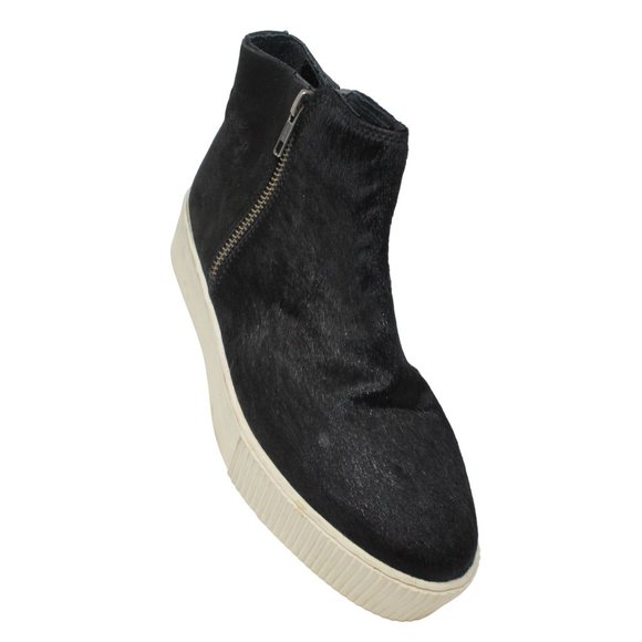 Maruti Shoes - Maruti Sz 5.5M Black Calf Hair Platform Sneaker Boots Side Zipper Hidden Wedge